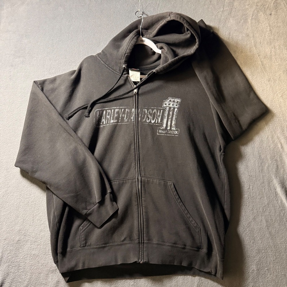 Harley-Davidson Mens XL Zip Up Hoodie Black Graphic Brian's Langhorne PA 2018
